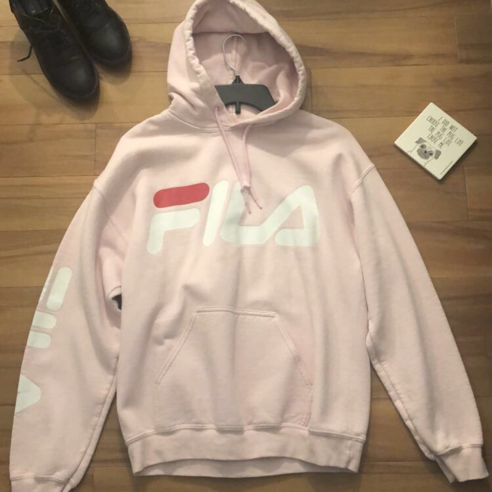FILA Pink Hoodie w FILA Logo on Front and Sleeve. - Picture 3 of 4